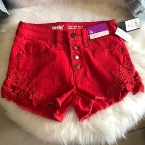 Red High Waisted Shorts